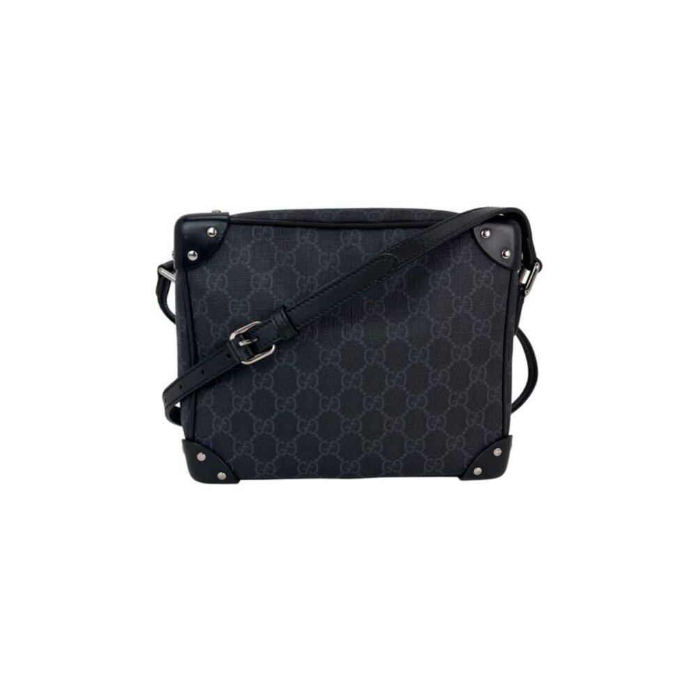 Gucci Black GG Supreme Selleria Square Messenger Bag